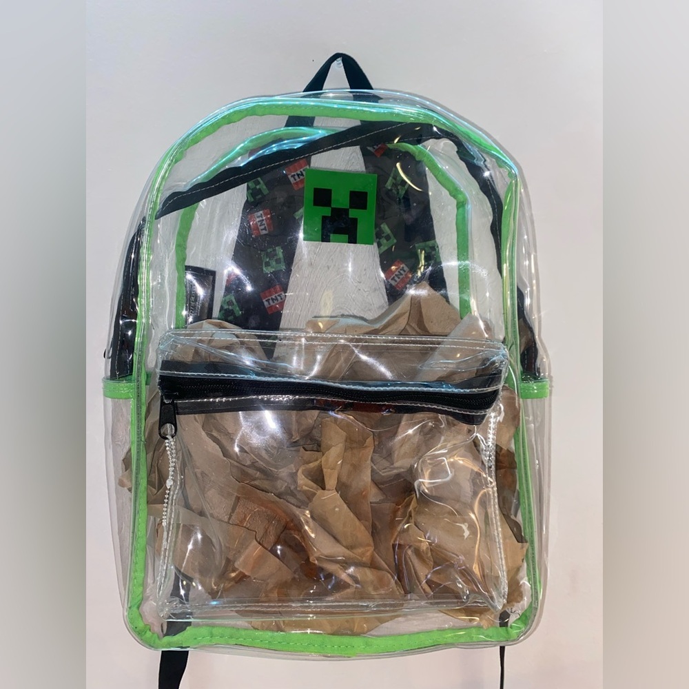 Official Minecraft Bag Creeper Clear Transparent Backpack Bioworld Rare